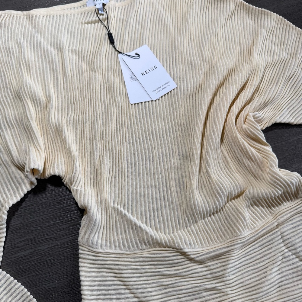 NWT Reiss Angie Sheer Asymmetrical Long Sleeve Jumper S - Picture 4 of 13
